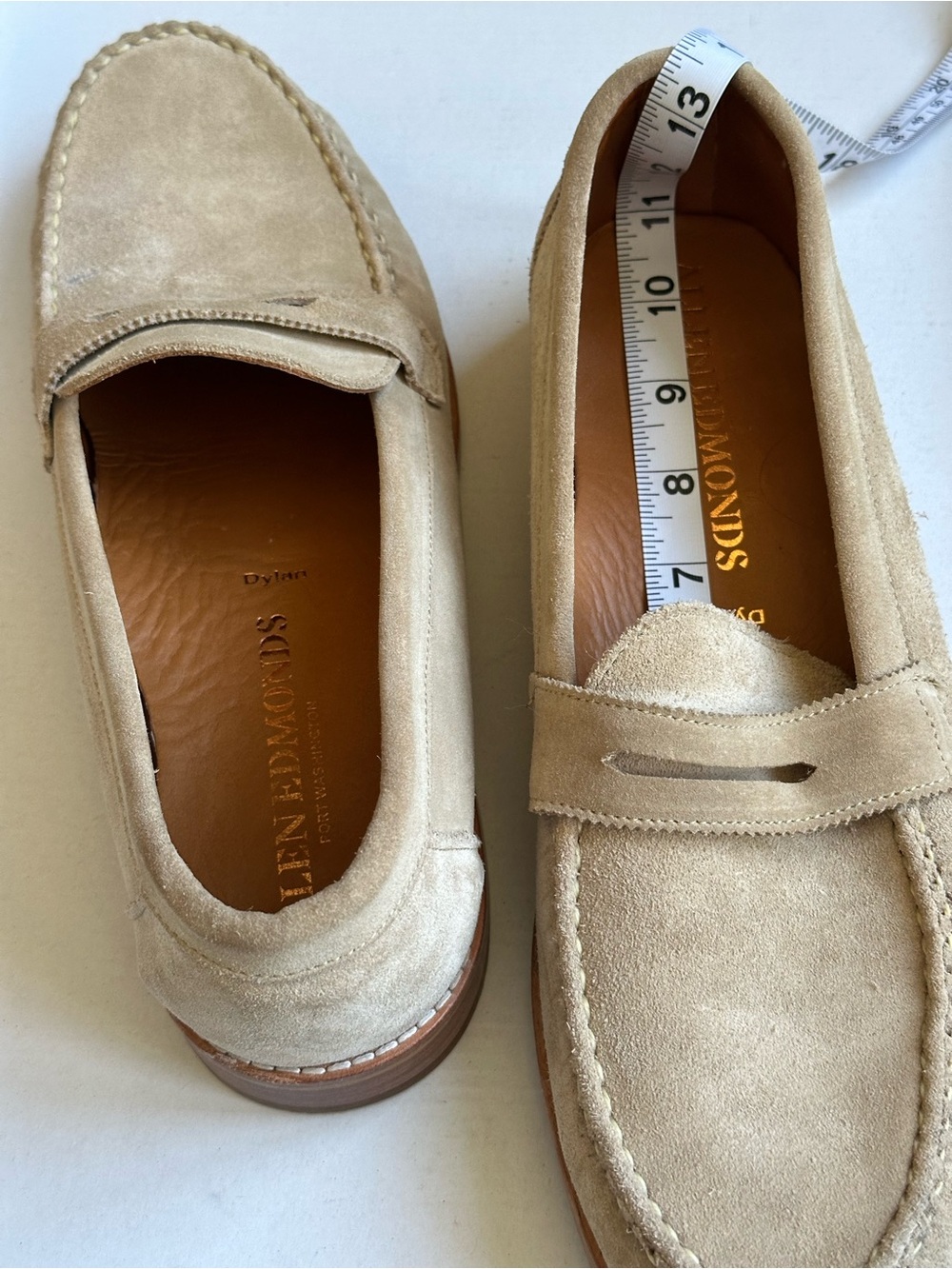 Allen Edmonds Men's Tan Suede Penny Loafers - Picture 7 of 16